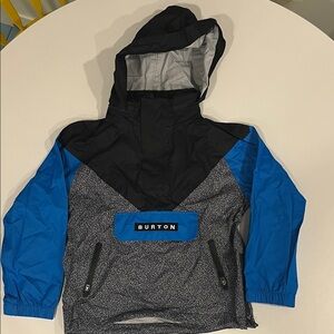 Burton Kids Black and Blue Hooded Half-Zip Windbreaker Size XS